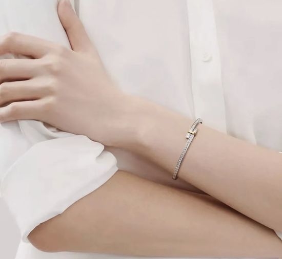 Tiffany & Co. Shiny Diamond Two Tone Bangle