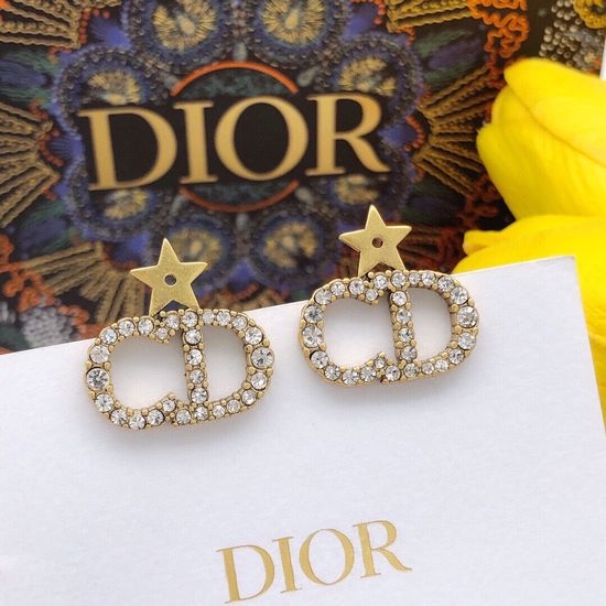 Christian Dior CD Star Letter Design Stud Earrings