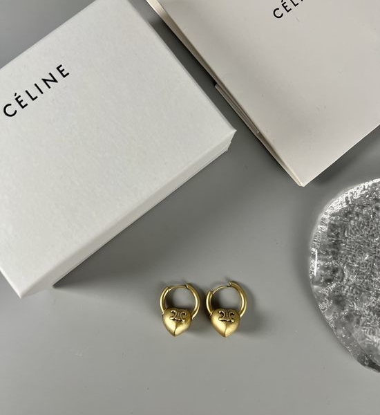 Celine Heart Pattern Earrings Retro French Romantic Jewelry