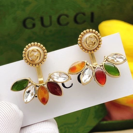 Gucci Flower Marquise Diamond Stud Earrings