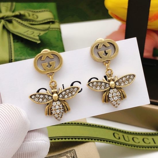 Gucci Bee Design Crystal Stud Earrings