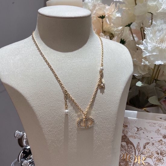 Christian Dior CD Pearl Star Heart Charm Bracelet Necklace