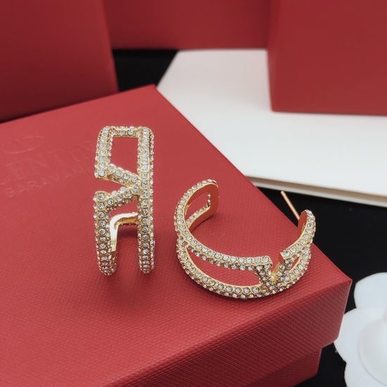 Valentino Full Diamond Moon Shaped Earrings