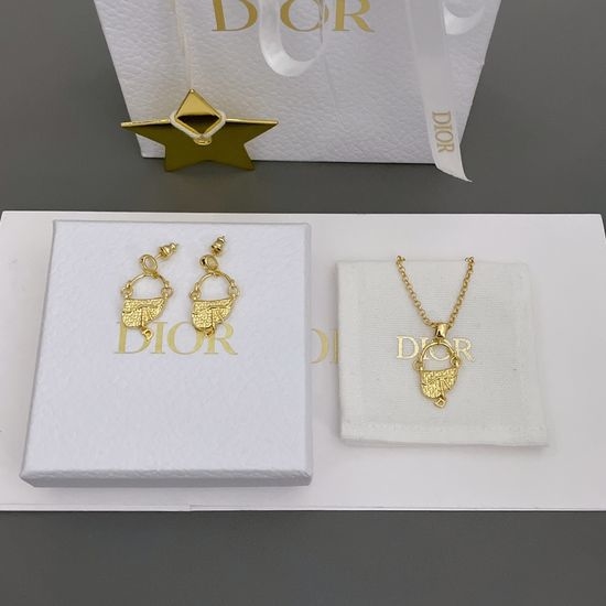 Christian Dior CD Saddle Shaped Earrings And Necklace