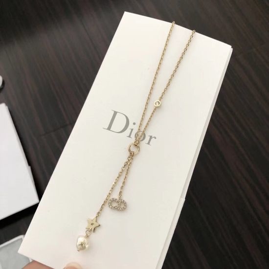 Christian Dior CD Adjustable Freshwater Pearl Necklace Elegant Style