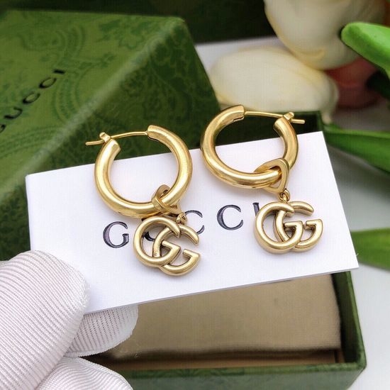 Gucci Smooth Brass Stud Earrings With Silver Pin
