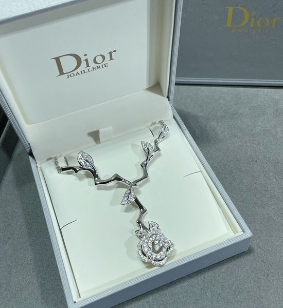 Christian Dior CD Rose Pendant Necklace Elegant Crafted Jewelry