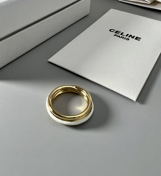 Celine White Enamel Ring Minimalist Premium Timeless Jewelry