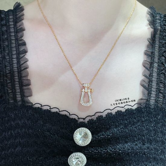 Fred Large Vertical Diamond Buckle Necklace