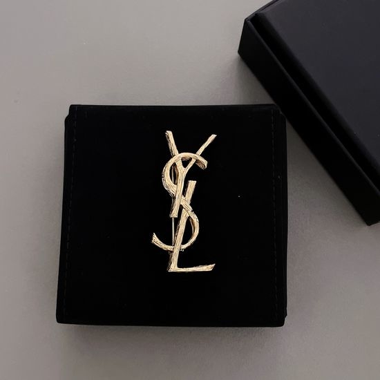 Yves Saint Laurent YSL Textured Bark Pattern Clothing Brooch
