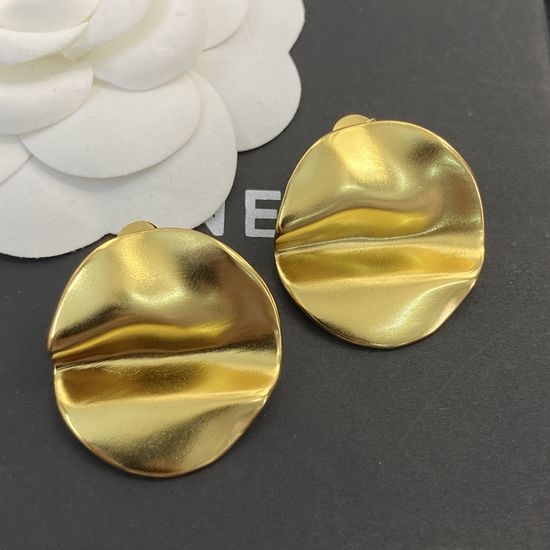 Celine Textured Gold Piece Stud Earrings Minimalist