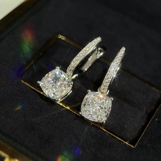 Graff Classic Square Zircon Silver Stud Earrings