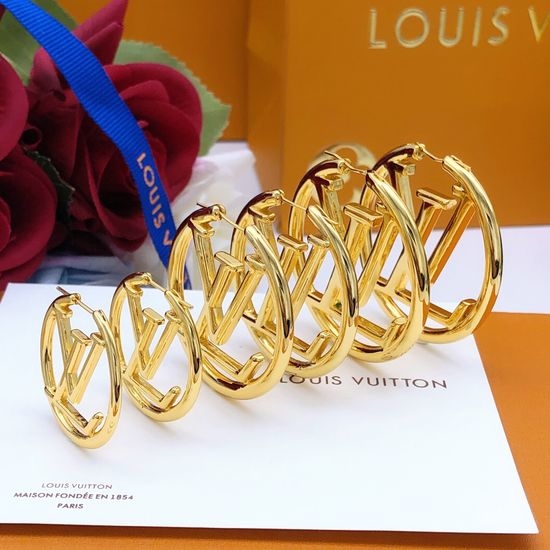 Louis Vuitton LV Moon Pattern Round Hoop Earrings