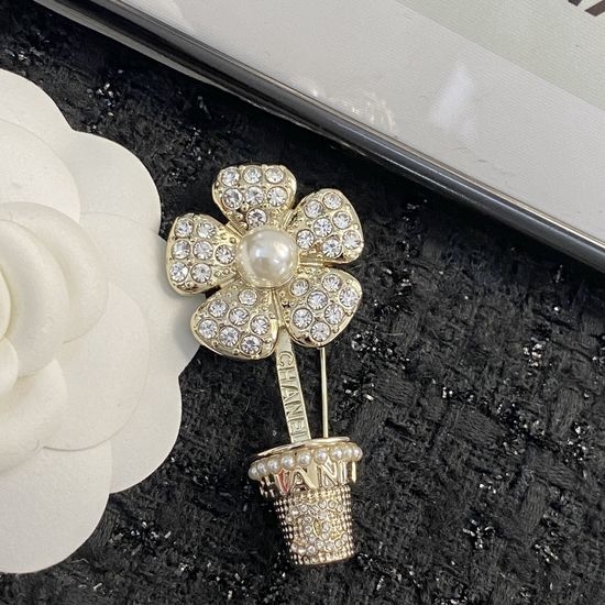 Chanel Flower Pot Shape Floral Brooch