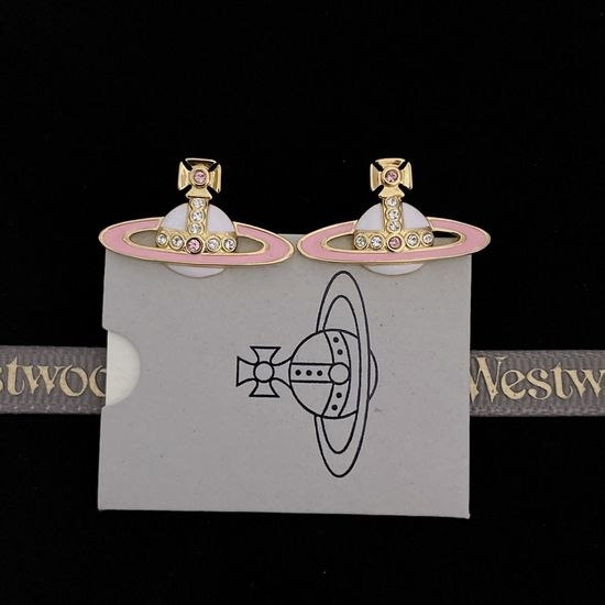 Vivienne Westhood Pink White Enamel Stud Earrings