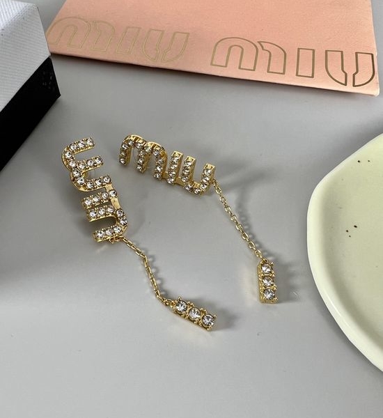 Miu Miu Letter Logo Tassel Stud Earrings