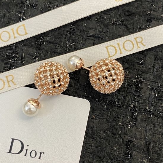 Christian Dior CD Rose Gold Hollow Stud Earrings