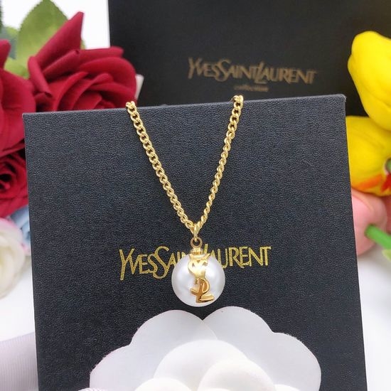Yves Saint Laurent YSL Tassel Pendant Necklace Brass Material