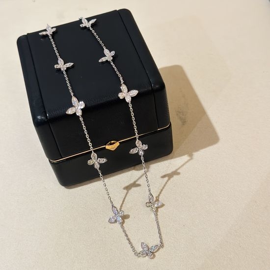Graff Luxury Butterfly Diamond Pendant Silver Necklace