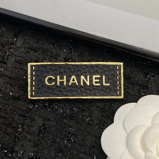 Chanel Leather Texture Letter Nameplate Brooch