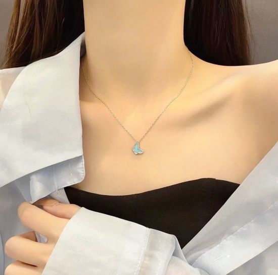 Van Cleef & Arpels VCA Turquoise Butterfly Gold Plated Necklace