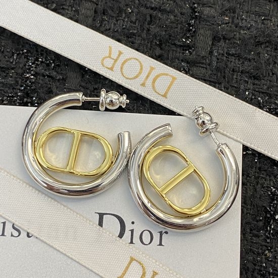 Christian Dior CD Silver Ring Gold CD Stud Earrings