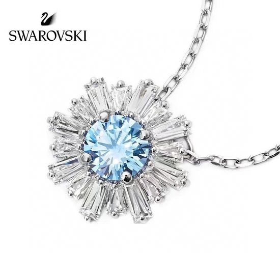 Swarovski Blue Daisy Crystal Clavicle Necklace