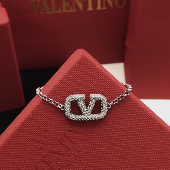 Valentino Diamond Embellished V Shape Bracelet