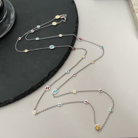 Gucci Enamel Interlocking Pendant Necklace