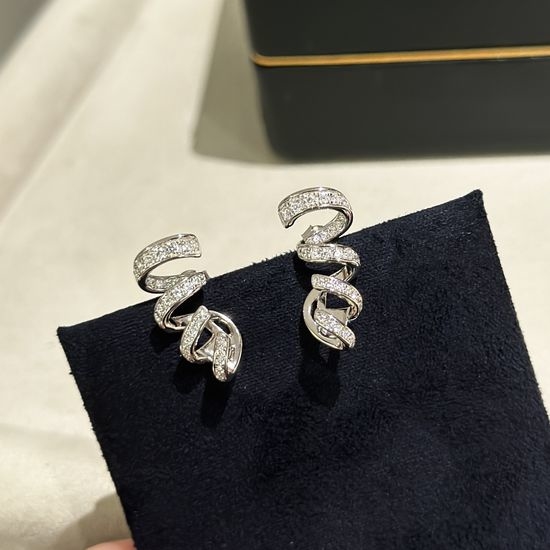 Chaumet Spiral Design Silver Gold Plated Earrings