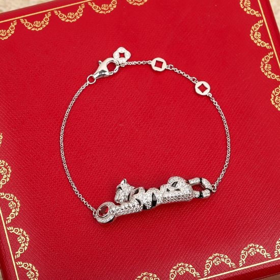 Cartier Diamond Inlaid Pure Silver Bracelet