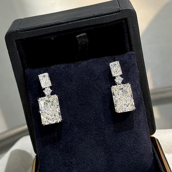 Harry Winston Square Diamond Tassel Fine Jewelry Earrings