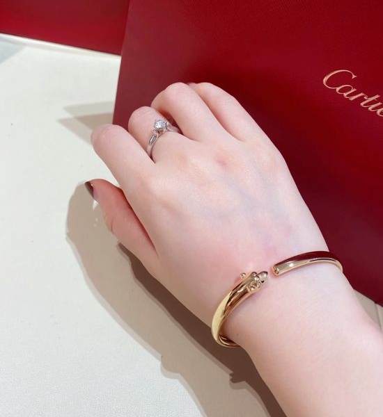 Cartier Polished Leopard Design Thick Bangle