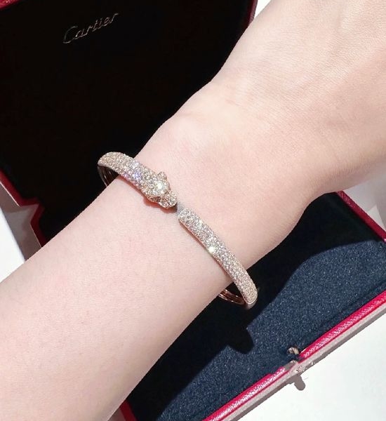 Cartier Half Diamond Paved Leopard Bangle