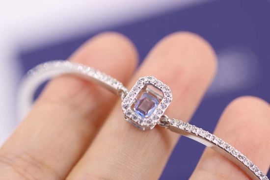 Swarovski Blue Square Cut Sparkle Bangle Bracelet