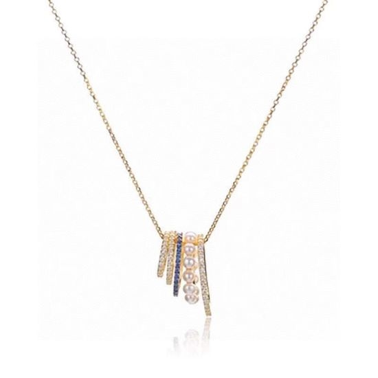 Apm monaco Multi Layer Zircon Pearl Adjustable Necklace