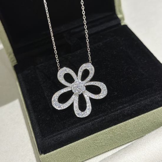 Fendi Full Diamond Flower Pendant Necklace