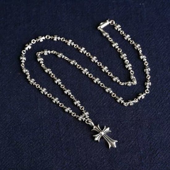 Chrome Hearts Cross Rhinestone Pendant Sweater Chain