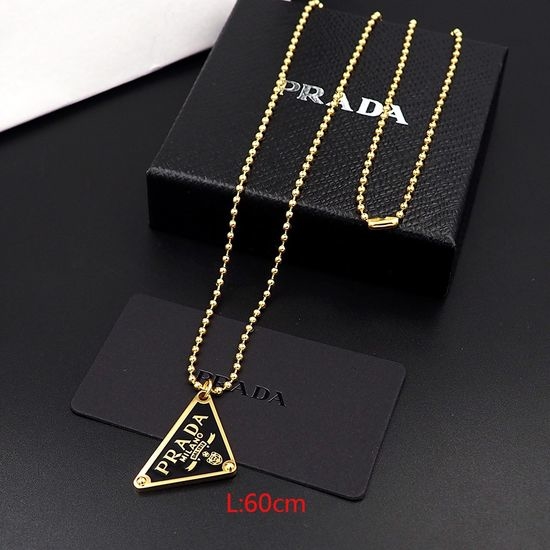 Prada Enamel Pendant Gold Necklace