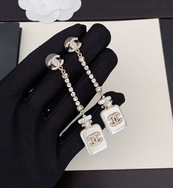 Chanel Perfume Bottle Shape Drop Earrings