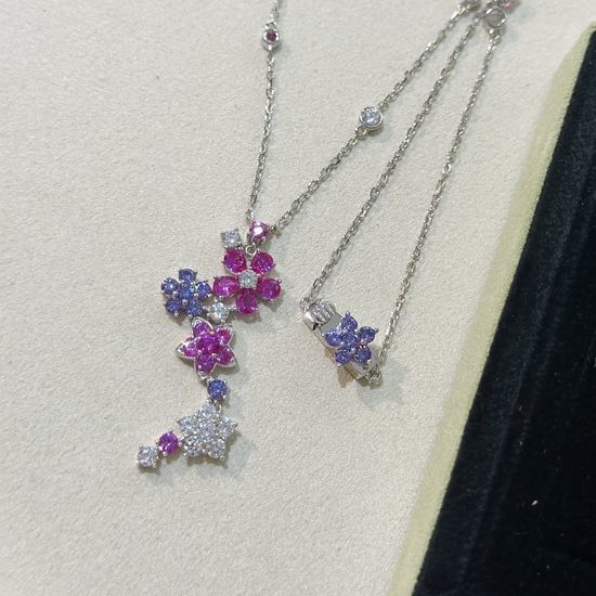 Van Cleef & Arpels VCA Elegant Floral Tassel Silver Necklace