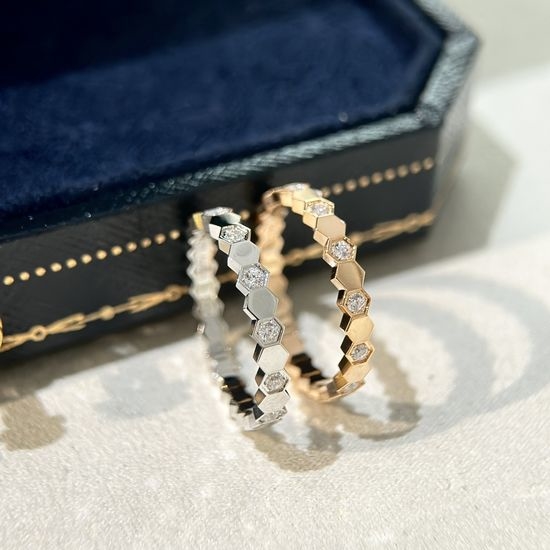 Chaumet Honeycomb Half Diamond Sterling Silver Ring