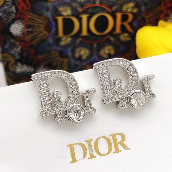 Christian Dior CD Diamond-encrusted Silver Mini Earrings