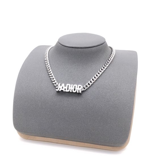 Christian Dior CD Polished Silver Letter Pendant Necklace