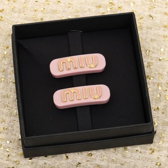 Miu Miu Pink Enamel Coated Brass Hair Clip