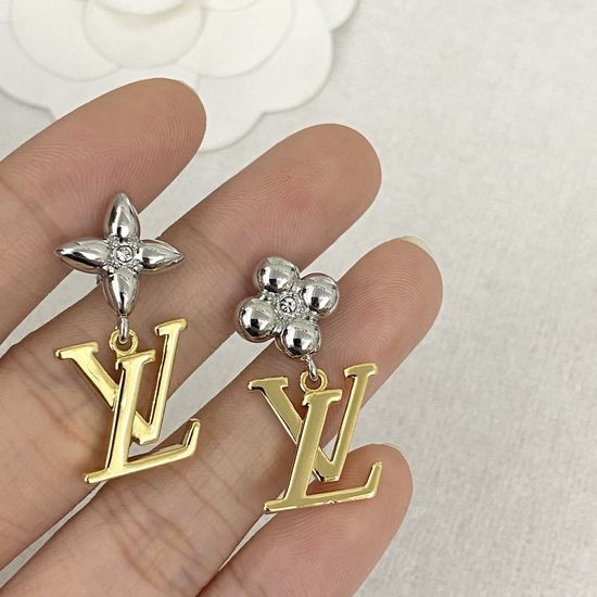 Louis Vuitton LV Asymmetrical Logo Drop Earrings Classic