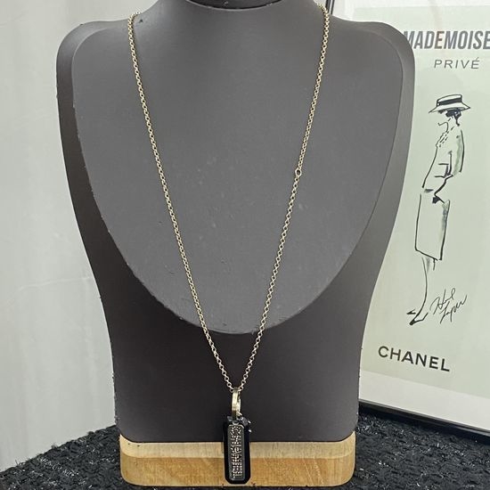 Chanel Letter Plaque Pendant Necklace Jewelry