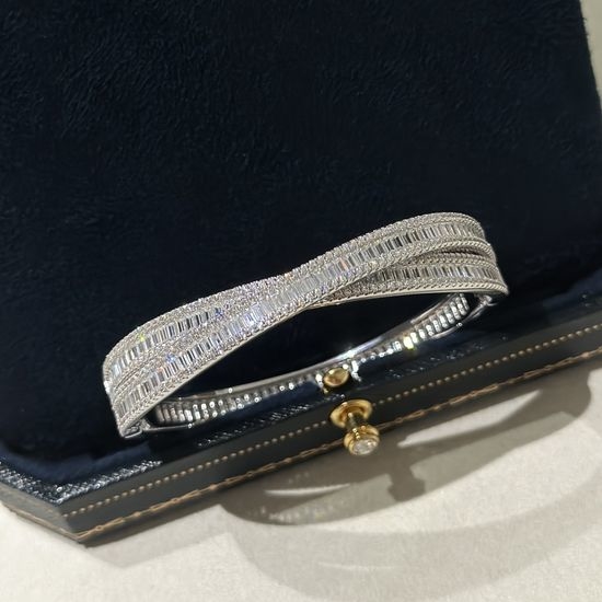 Harry Winston Cross Paved Stacked Bangle Bracelet