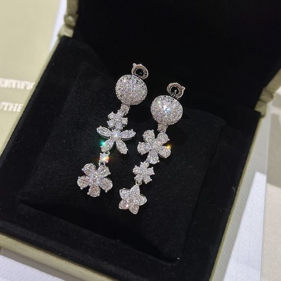 Van Cleef & Arpels VCA Asymmetric Flower Tassel Earrings