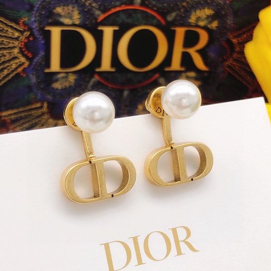Christian Dior CD Mini Pearl Delicate Stud Earrings